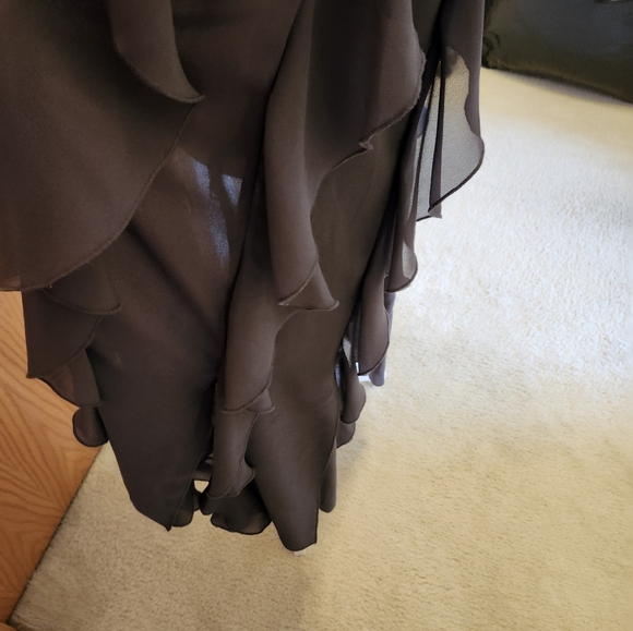 Vintage ASHRO Ruffle Flowy Chiffon Lined Dress Pants in Charcoal Gray Size L - Picture 4 of 11